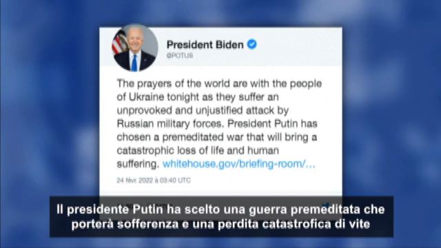 I tweet di Biden: Putin ha scelto la guerra, risponderemo