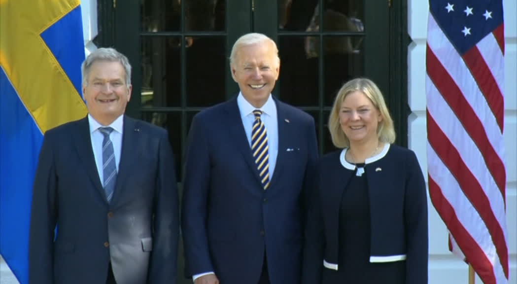 Biden accoglie prima ministra di Svezia e presidente Finlandia